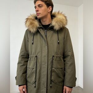 Real Fur Men's Olive Parka (customized)
